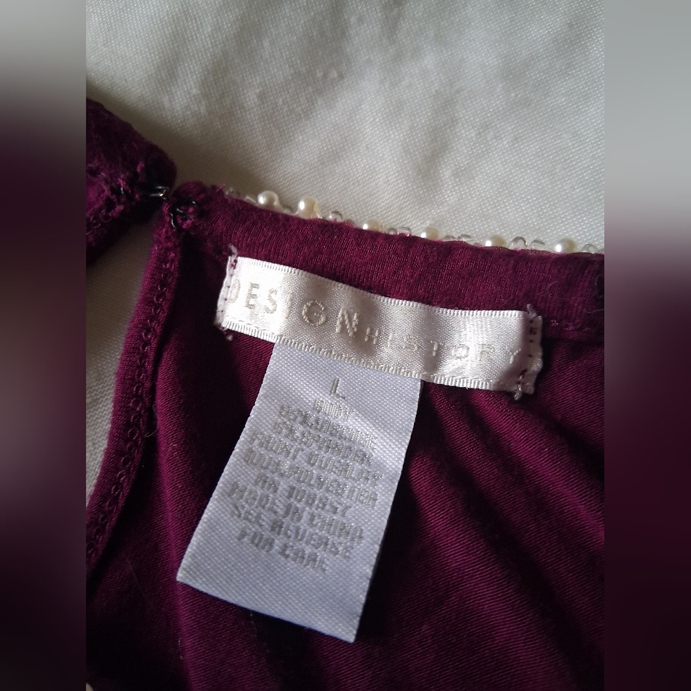 Design History Jewel-Trim Sleeveless Top in Wine - Picture 2 of 8
